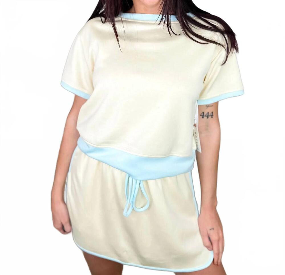 NEW KATYDID glad you asked high rise cotton blend skort set in yellow